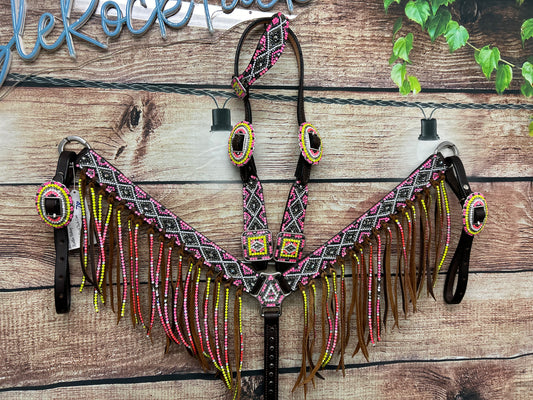 Neon Pink fringed set